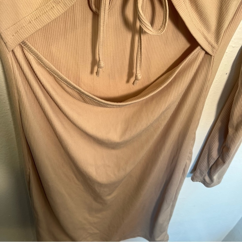 Birch and Stone Ribbed Mini Dress Beige - Picture 6 of 13